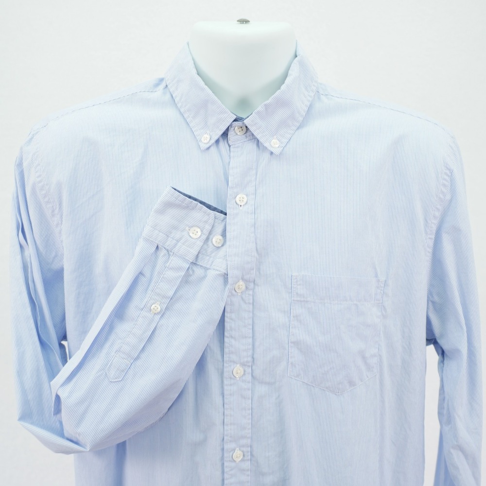 Express Soft Wash Men's Blue White Striped Large Button Down